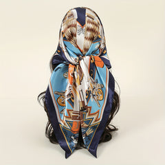 Boho Tribal Print Bandana Vintage Cartoon Satin Shawl Silk Square Scarf