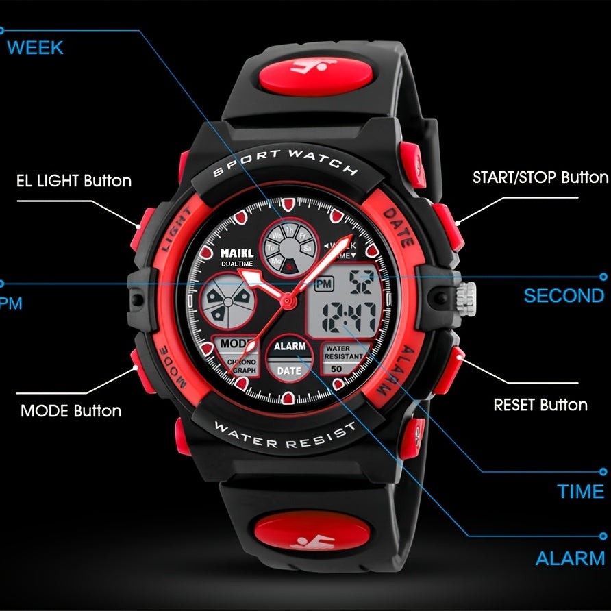 Boys Casual Digital Waterproof Sport Watch Alarm Calendar Birthday Gift
