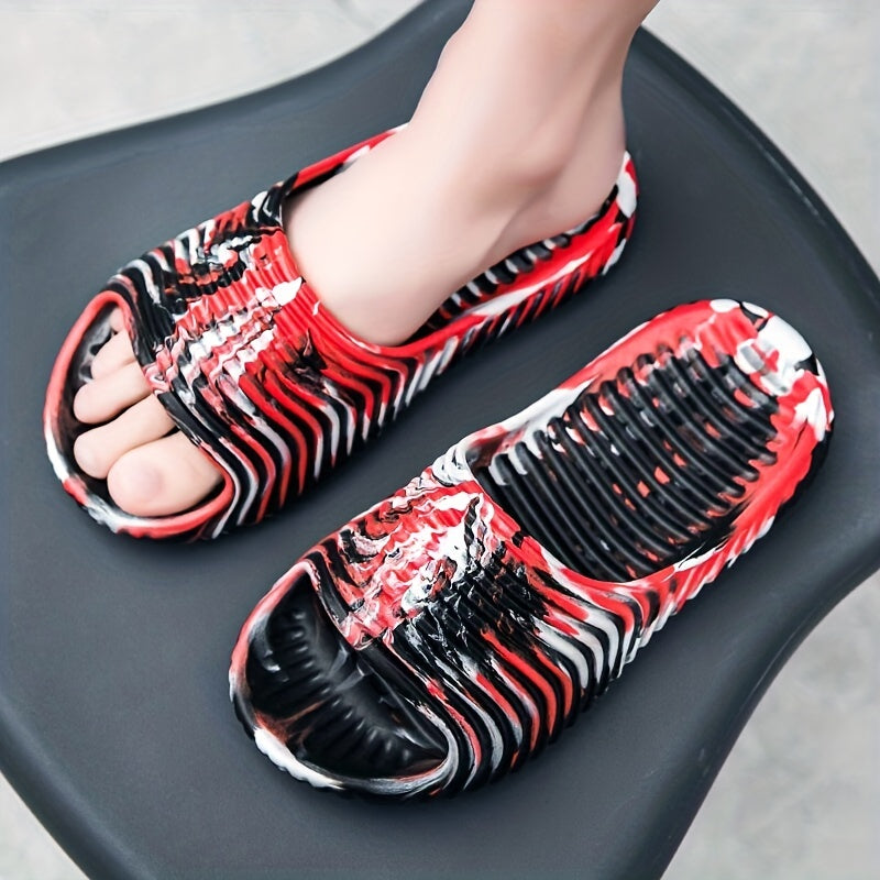 Men's Colorblock Non Slip Slides Lightweight Open Toe Quick Dry Slippers