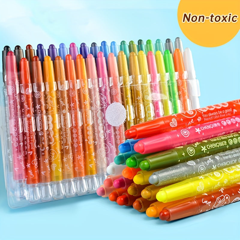 24 Rotating Crayon Set with Twistable Medium Point - Red and Other Colors