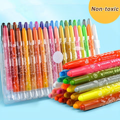 24 Rotating Crayon Set with Twistable Medium Point - Red and Other Colors