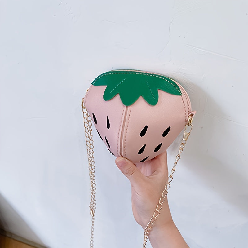 Strawberry Zipper Shoulder Bag Messenger Coin Purse Wallet With Chain Crossbody