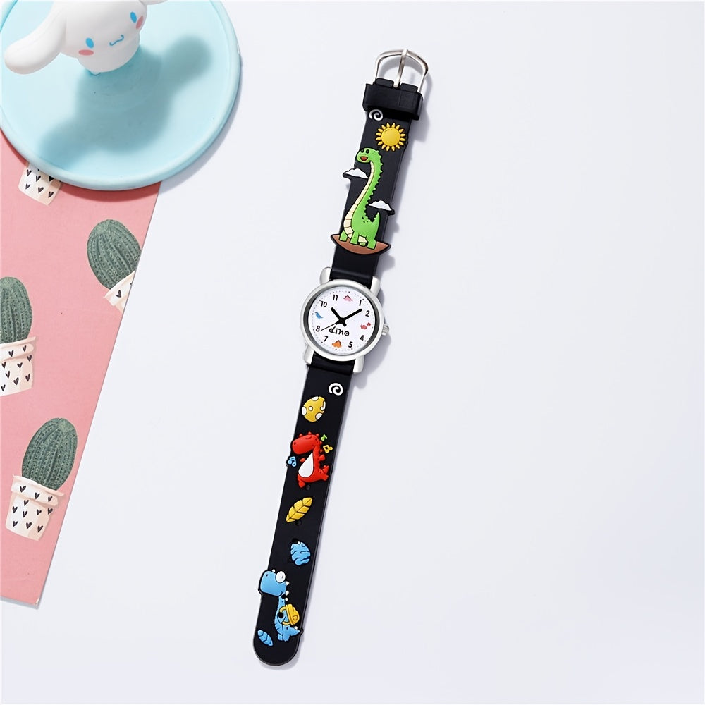 Girls Dinosaur Pattern Watch With Silicone Band