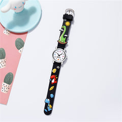 Girls Dinosaur Pattern Watch With Silicone Band