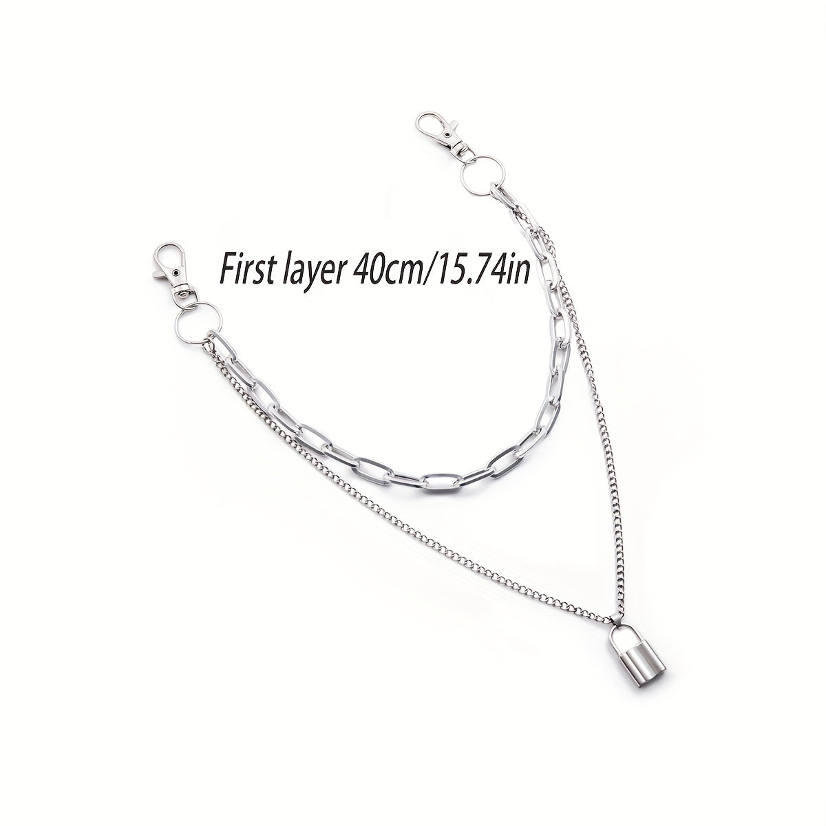 Lock Pendant Pants Chain Two Layers Metal Chain Men's Waist Chain