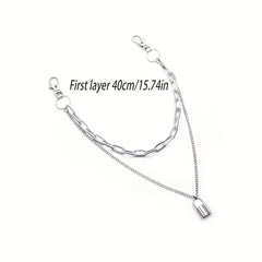 Lock Pendant Pants Chain Two Layers Metal Chain Men's Waist Chain