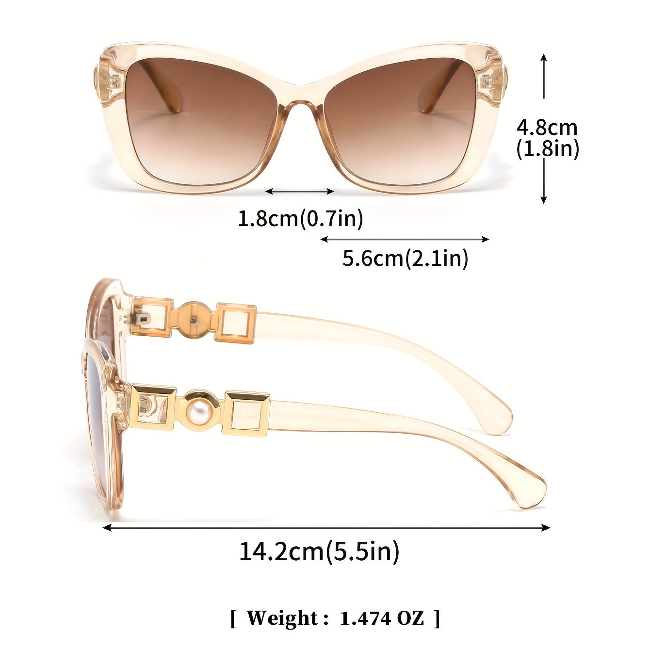 Cat Eye Sunglasses Clear Frame UV400 Sun Shades For Women
