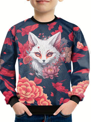 Teen's Mysterious Flower & Fox 3D Print Sweatshirt