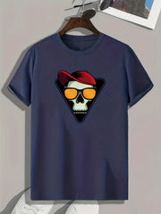 Skull Print Men's Graphic Tee Casual Comfy Shirt Summer Clothing