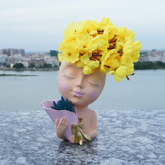 Resin Face Vase With Drain Nursery Room Decor