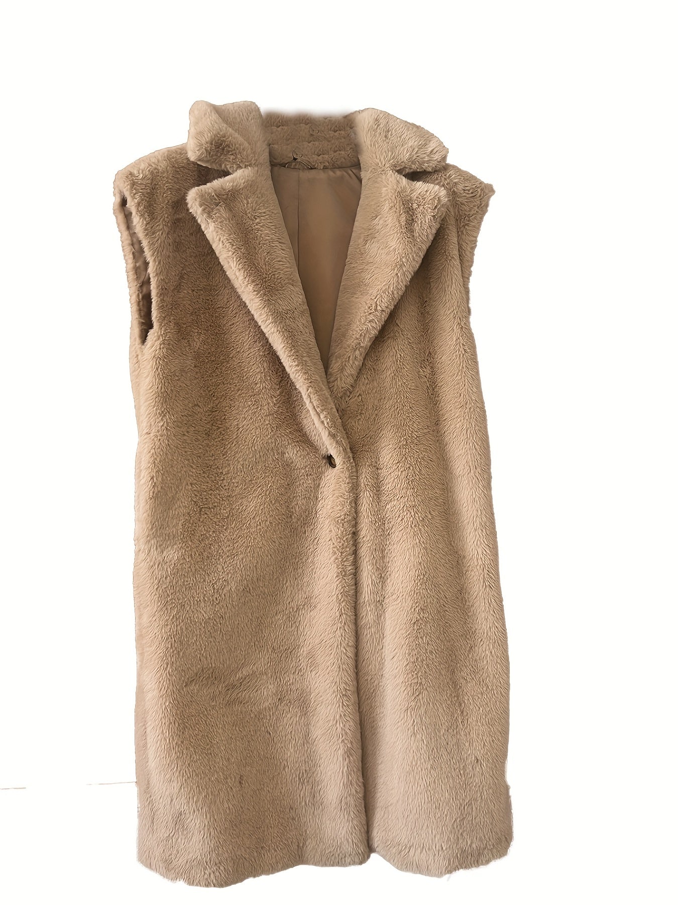 Sleeveless Teddy Vest Casual Lapel One Button Vest Women's Clothing