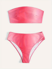 Ombre Print Padded Tube Bra & Panty Swimsuit