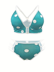 Polka Dot Lingerie Set - Cut Out Ring Linked Bra & Panty 2 Piece