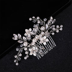 Rhinestone Faux Pearl Flower Hair Comb Pin Bridal Wedding Party Decor