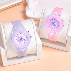 Set of 2 Student LED Luminous Watches with Cartoon Animal Patterns for Girls