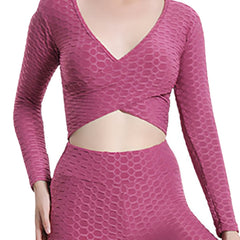 Sexy V neck Casual Yoga Top Long Sleeve Workout Top Women's Tops