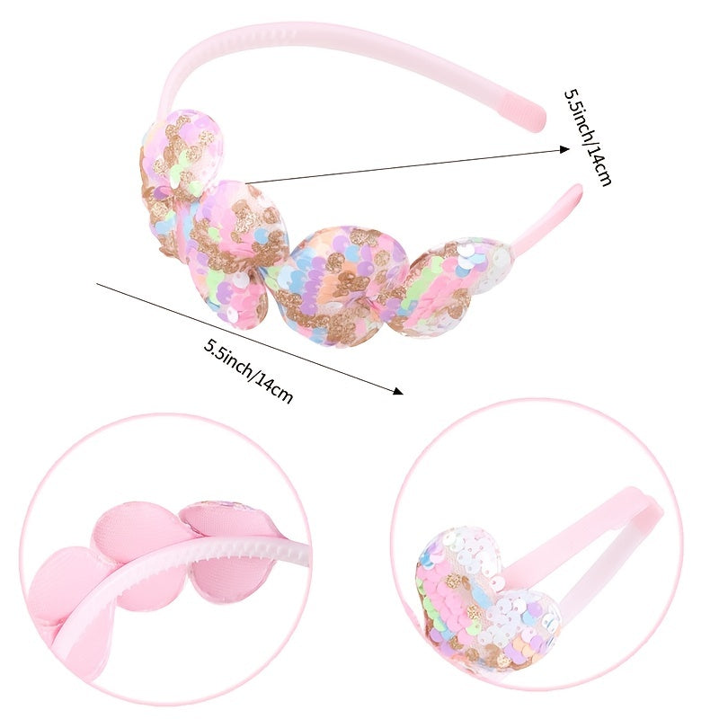Baby Girls Glitter Sequin Heart Headband Hair Hoops