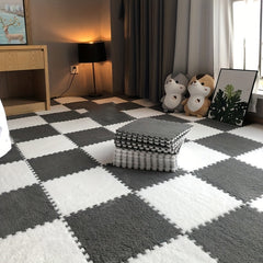 6pcs Soft Interlocking Shaggy Foam Mat Anti-slip Area Rugs for Home Decor