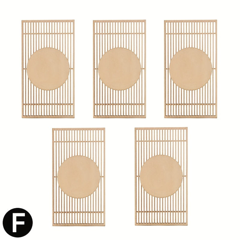 Set of 5 Wooden Screens for Room Separation and Decorative Use