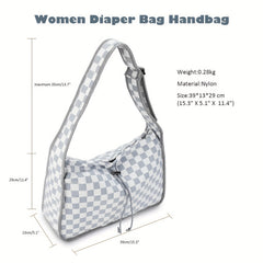 Waterproof Nylon Diaper Bag Plaid Large Capacity Mommy Bag