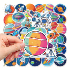50pcs Cartoon Space Stickers for DIY Projects - Rocket Astronaut Stickers