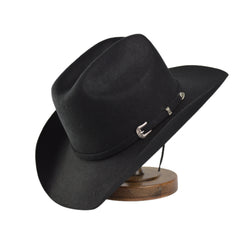 Men's Tweed Cowboy Hat Metal Buckle Wool Retro Knight Hat