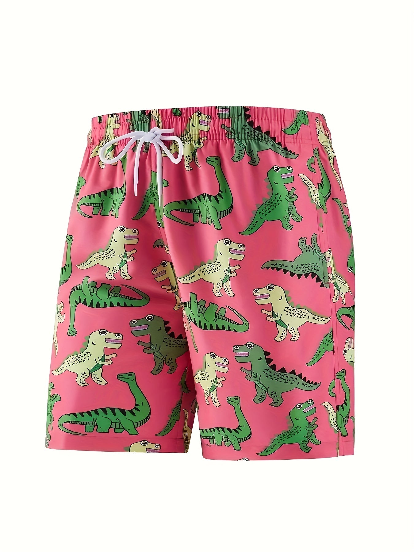 Dinosaur Print Men's Drawstring Shorts Swim Trunks Swimwear