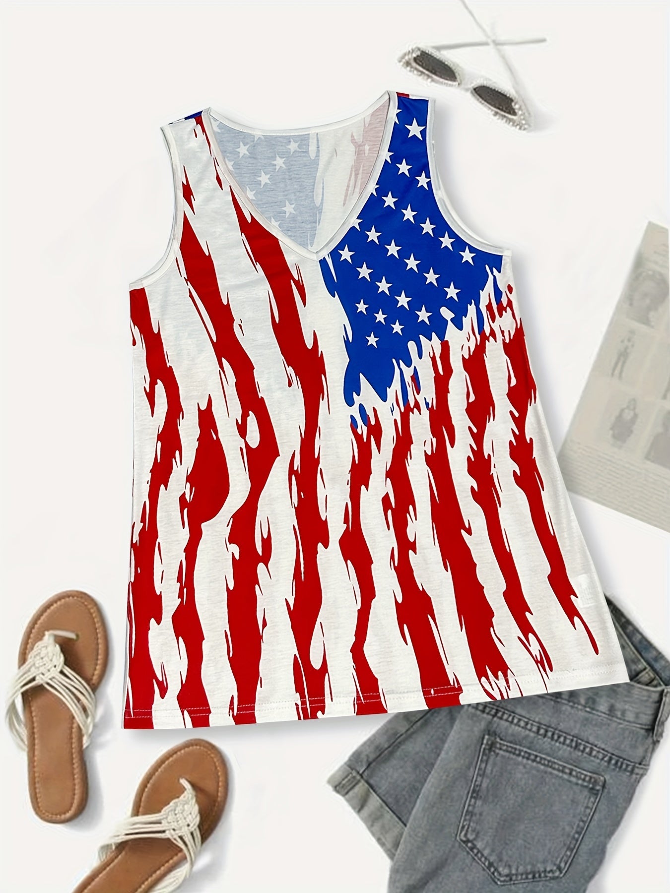 Independence Flag Print Tank Top for Women