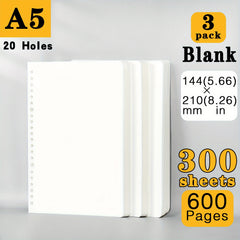 DIY Loose leaf Paper Refill Blank for Notebooks, 200 Pages, A5 B5 Size