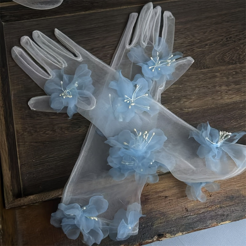 Floral Design Wedding Gloves for Photography Selfies