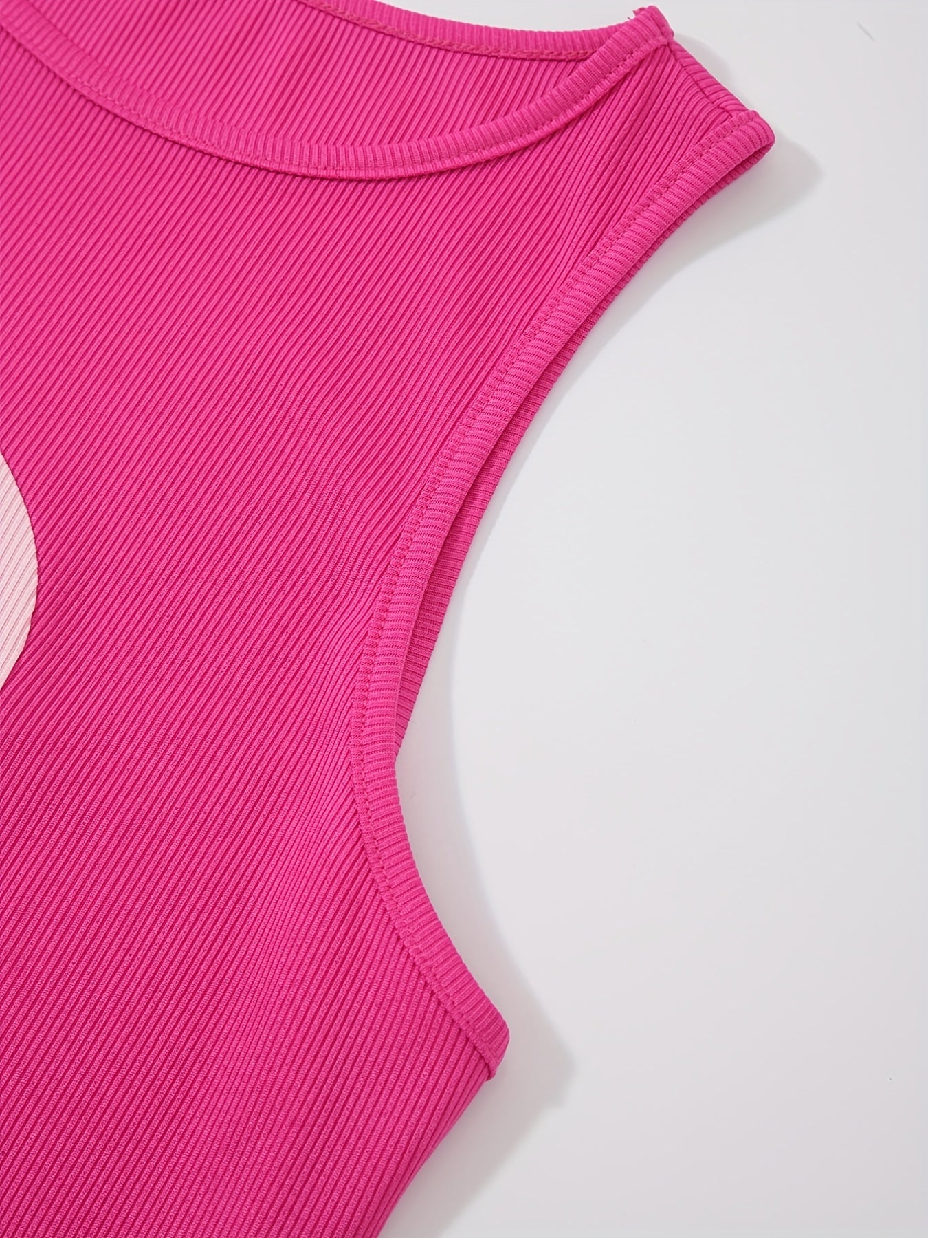 Block Tank Bodysuit Casual Crew Neck One Piece Bodysuit Women's Clothing