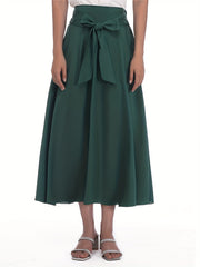 Tie Waist A line Skirt Solid Casual Skirt Women's Clothing