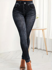 Women's Plus Denim Print High Rise Leggings