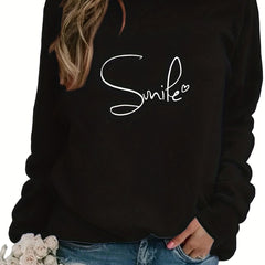 Letter Print Pullover Sweatshirt for Women