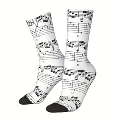 Music Notes Vintage Socks Street Novelty Crew Socks Hip Hop Socks