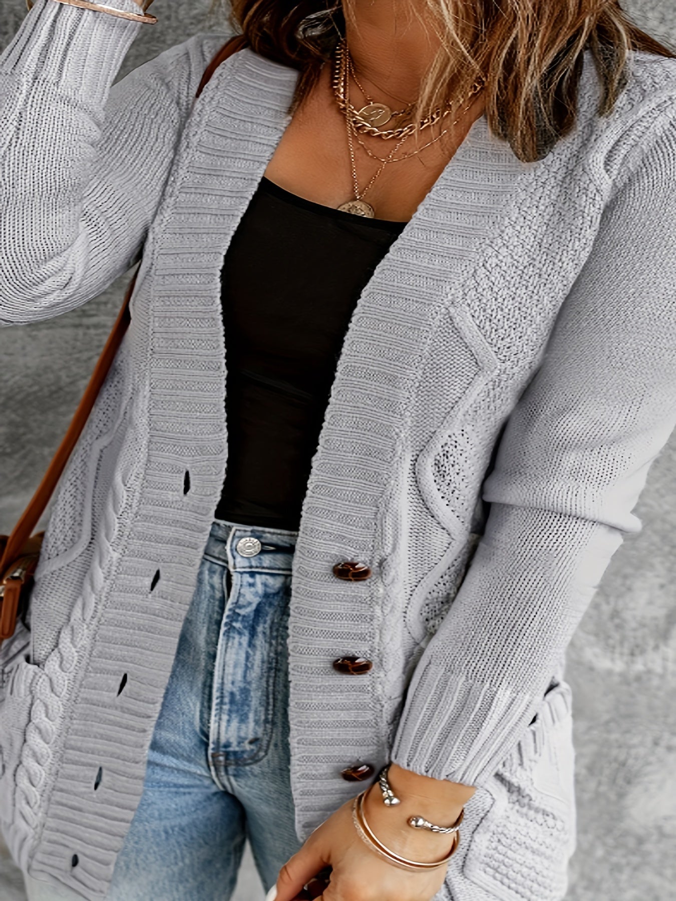 Casual Cardigan Solid Long Sleeve Button Up