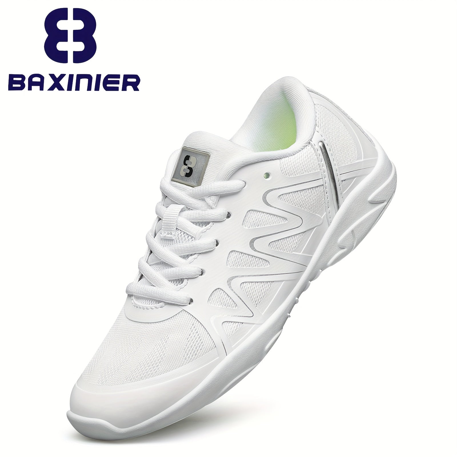 Girls Cheerleading Shoes Athletic Mesh Dance Shoes Soft Sole Lace Up Sports Snea