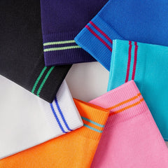 Striped Trim Calf Socks Sports Knee High Socks Women's Stockings