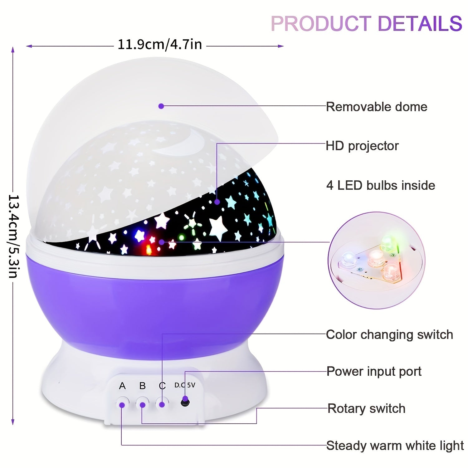 Kids Star Night Light Moon and Star Projector