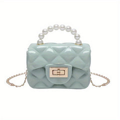 Argyle Faux Pearl Handle Mini Bag Shoulder Crossbody Chain Bag