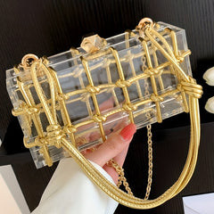 Mini Transparent Acrylic Hand Bag Solid Plaid Shoulder Bag