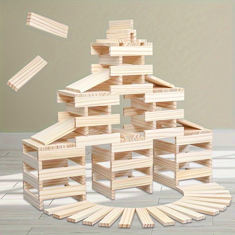 100pcs Wooden Shape Building Blocks Parent Child Interactive Game