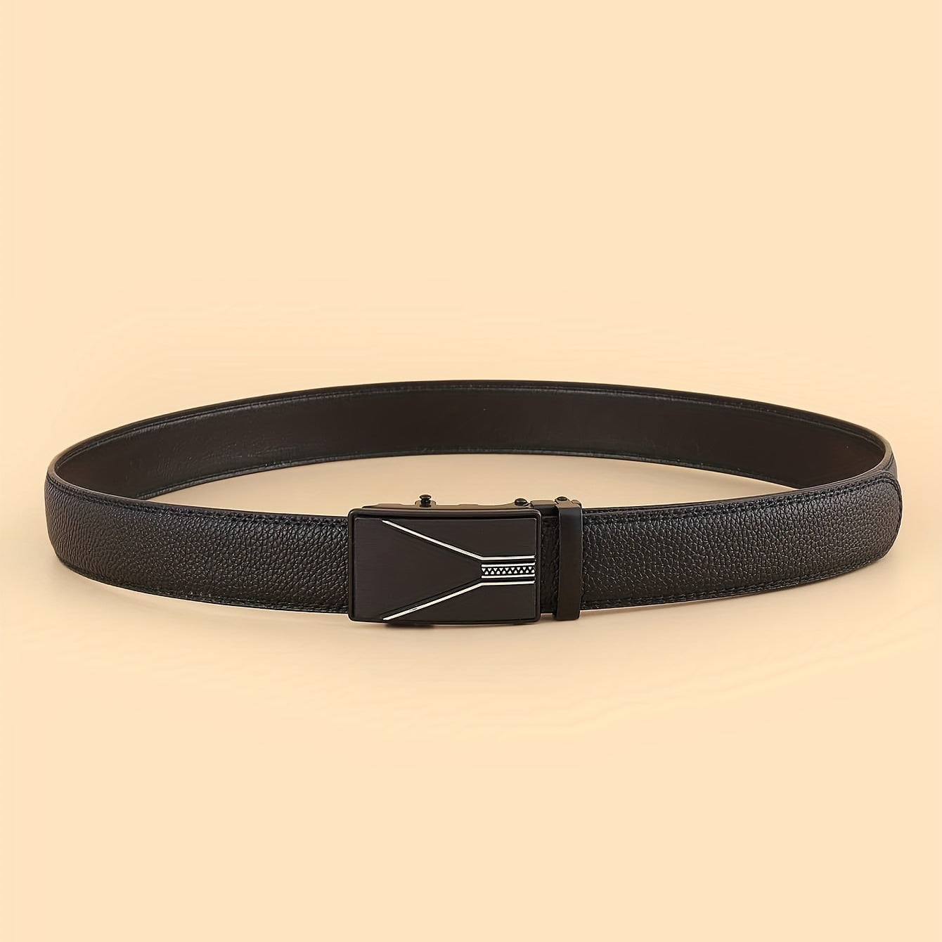Men's Casual Middle Youth Jeans Leather Belt with Automatic Buckle