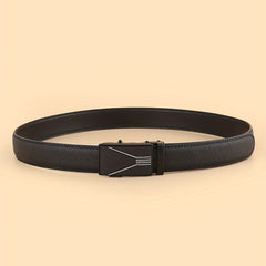 Men's Casual Middle Youth Jeans Leather Belt with Automatic Buckle