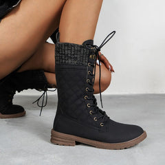 Women's Snow Boots Side Zip Lace up Winter Boots