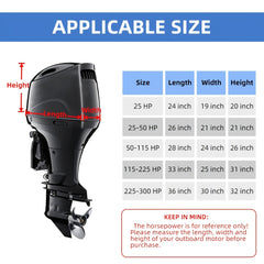 Waterproof Outboard Engine Cover w/ Reflective Strips