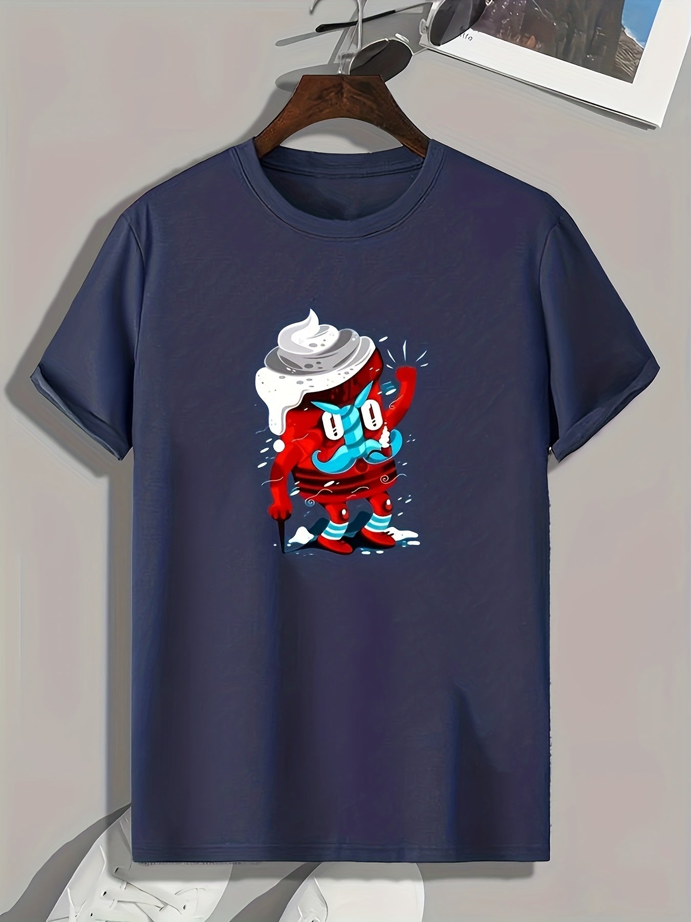 Cartoon Print Men's Graphic T-shirt for Summer