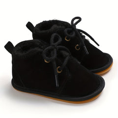 Soft Warm Lace Up Boots for Baby Boys with Fleece Lining