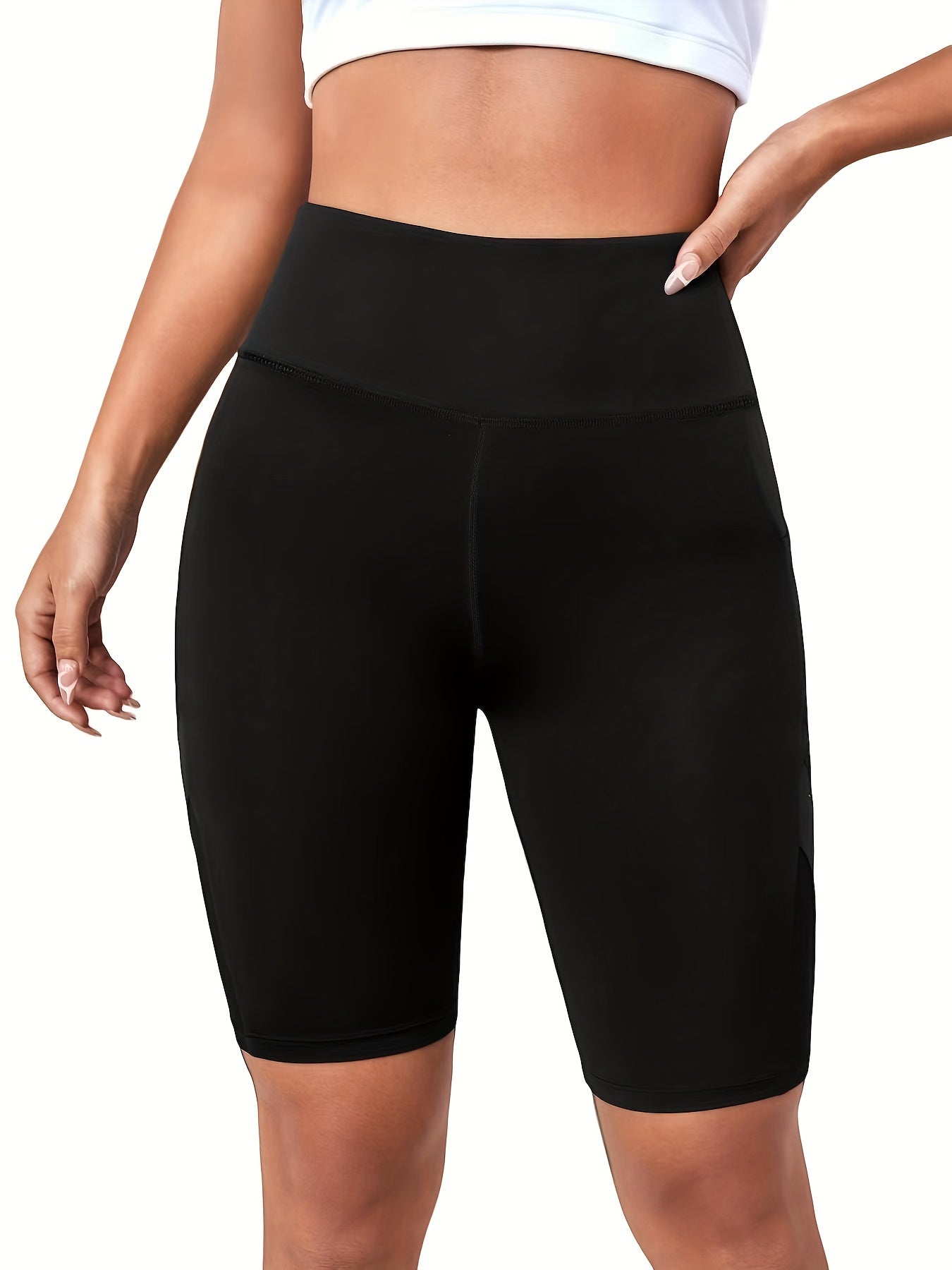Women's High Waist Biker Shorts w/ Mesh Pocket Gym Activewear