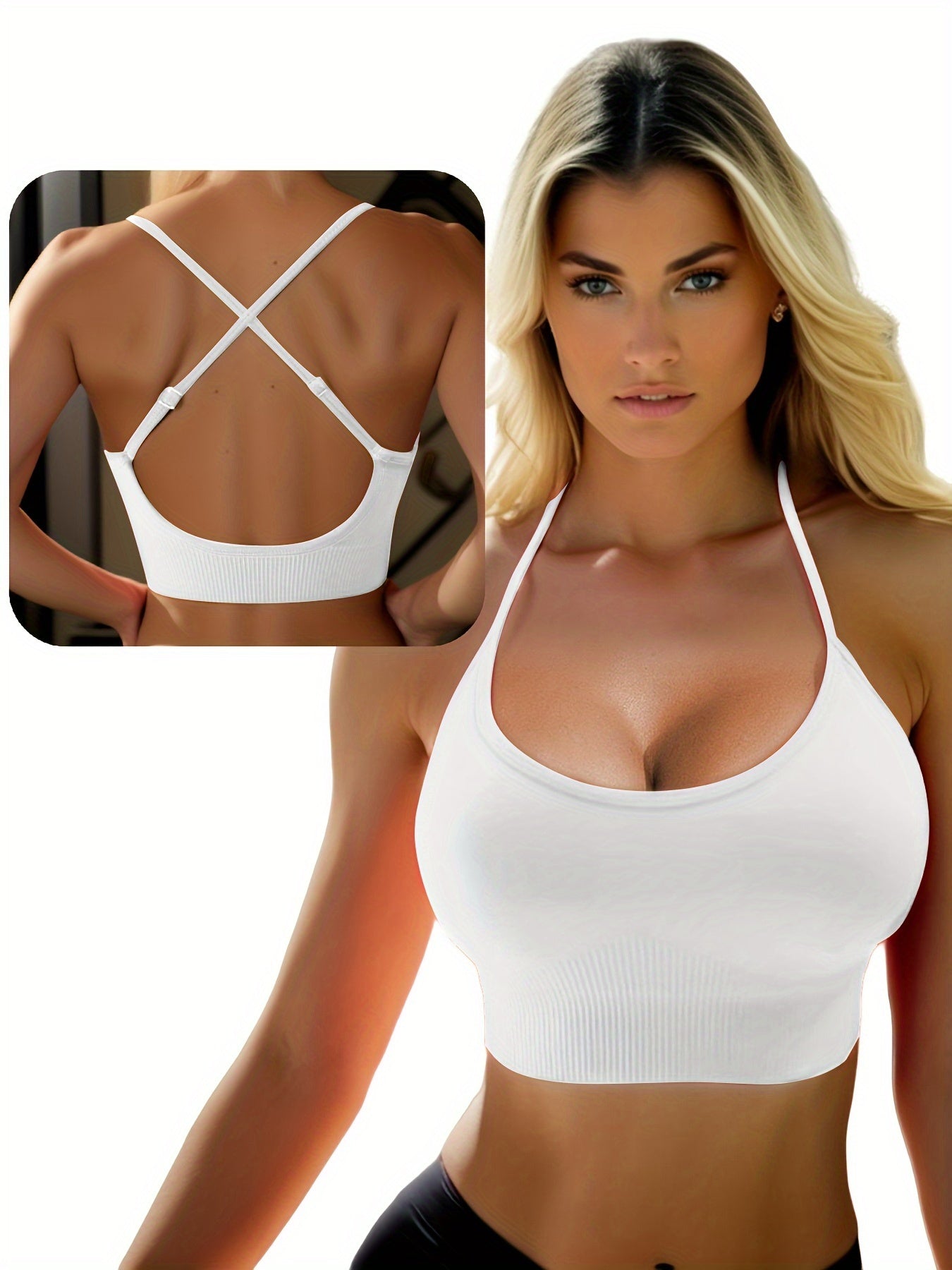 Women's Criss Cross Sports Bra Seamless Wireless Yoga Tops